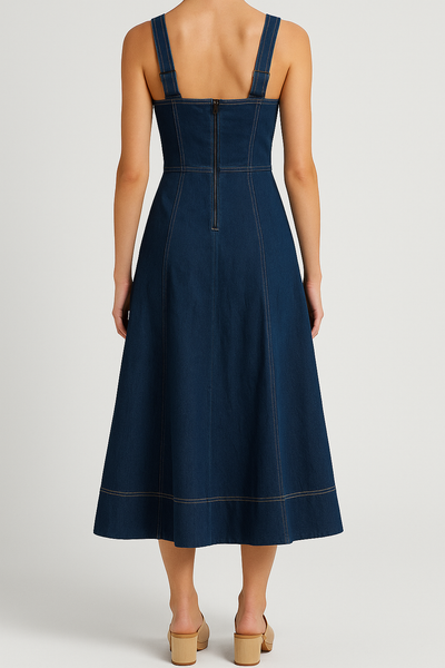 Dorevia – Elegantes Jeanskleid mit Taschen und Knopfleiste