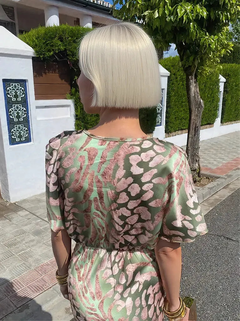 Verdrehter V-Ausschnitt Hochzeitsgastkleid