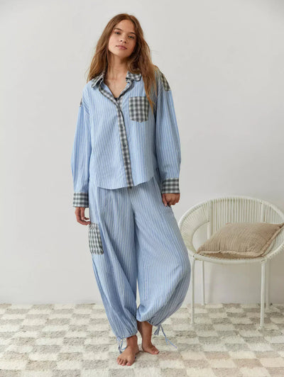 Eleganter Damen Pyjama Lang für Entspannte Nächte