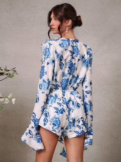 Elena – Rüschen Wickel Jumpsuit Damen Elegant Einfarbig