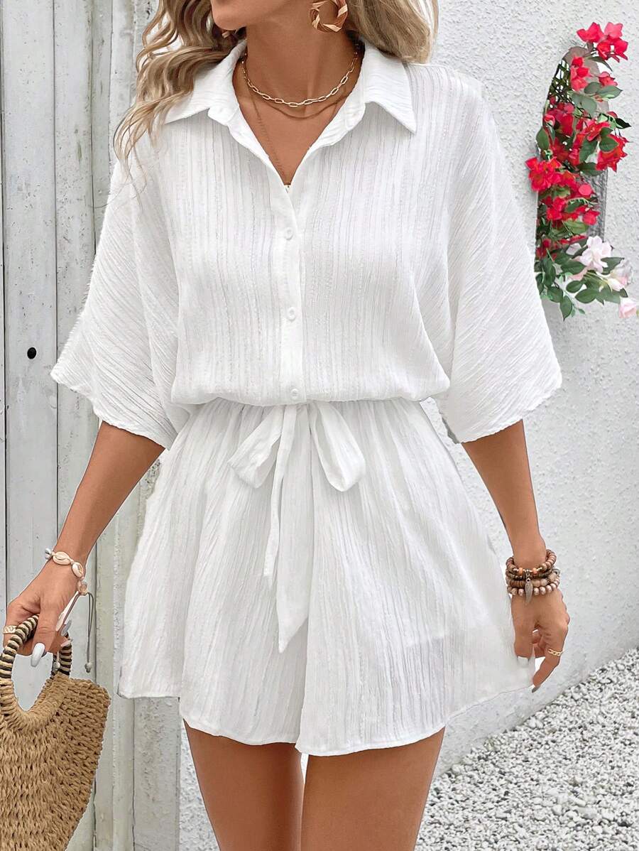 Emma – Damen Jumpsuit Einfarbig Modisch Mittellang Elegant