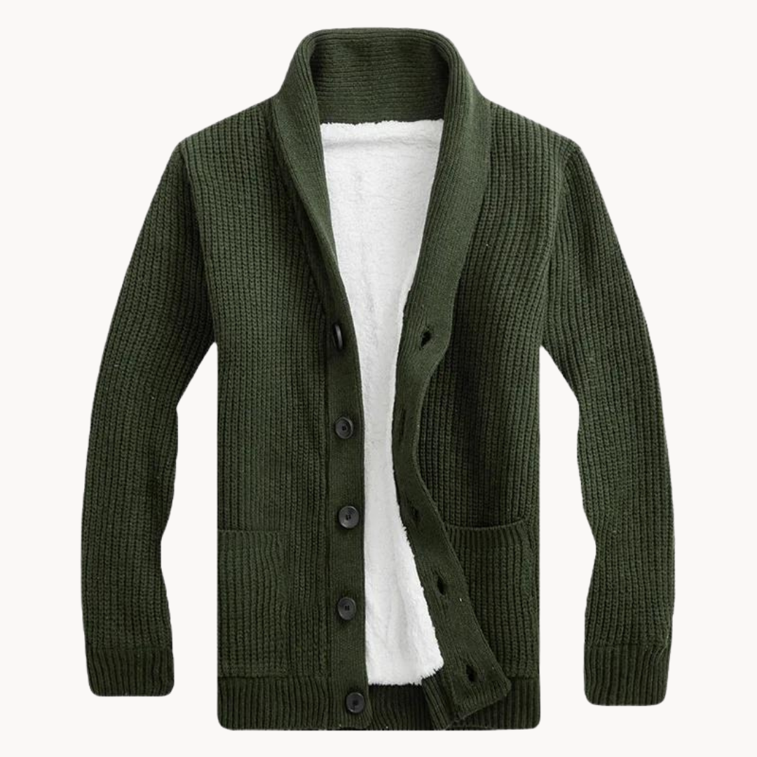Gemütlicher Fleece Cardigan mit elegantem Schalkragen