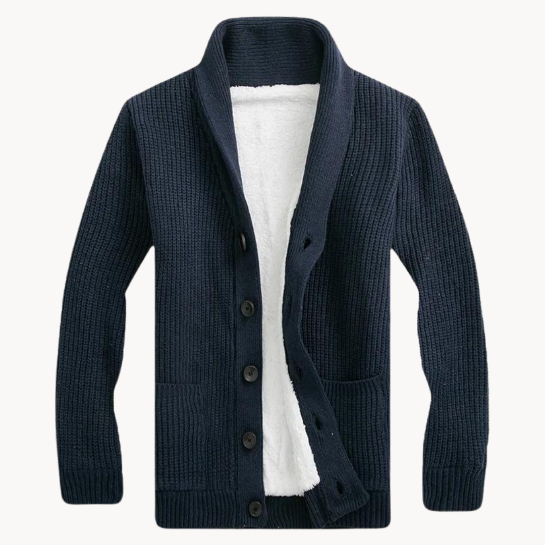 Gemütlicher Fleece Cardigan mit elegantem Schalkragen