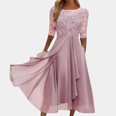 Damen-Midi-Kleid mit Blumenmuster und Spitze für den Sommer