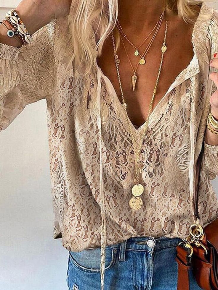 Florina - Bluse Im Boho Stil Mit Geschlitztem Ausschnitt Für Damen