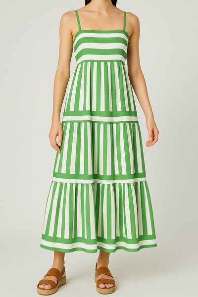 Florina – Gestreifte Maxi-Kleid mit verstellbaren Trägern