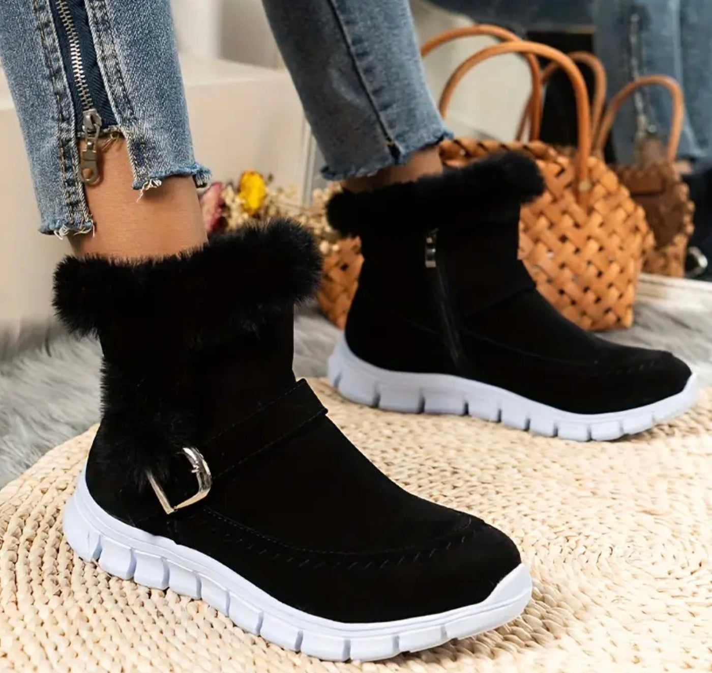 Bequeme stiefelette mit kuscheligem futter für frauen