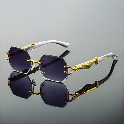 Rahmenlose Retro-Leopardenbrille