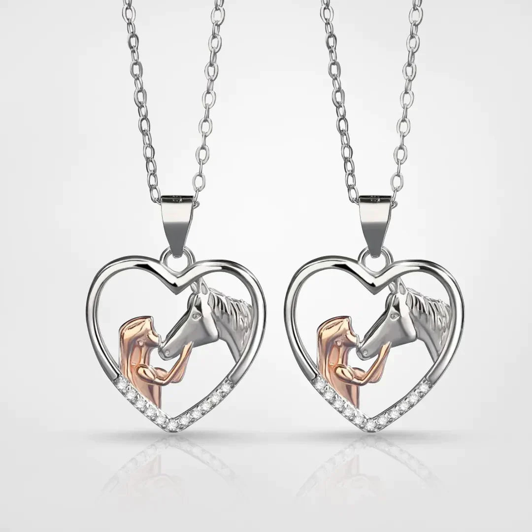 Hestekraft Herz-Halskette – Elegantes Geschenk für Pferdeliebhaber 1+1 Gratis