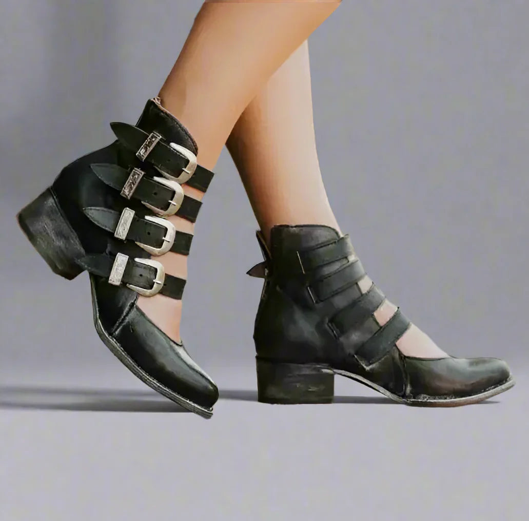 Zinnia | Vintage Lederschuhe mit Schnalle