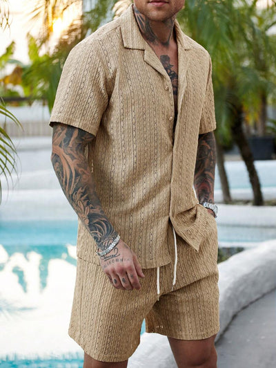 Hartmut – Herren Zweiteiler Set Mit Knopfhemd Und Shorts