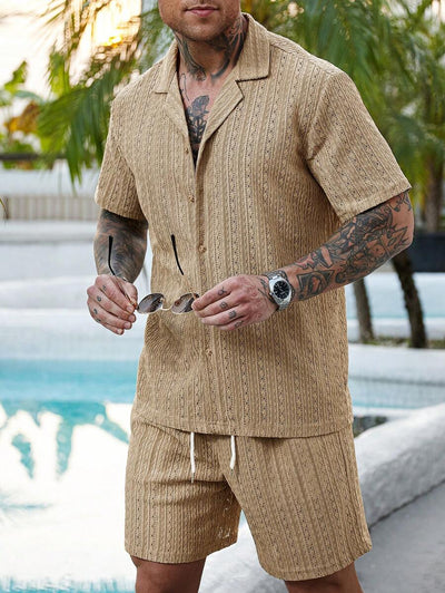 Hartmut – Herren Zweiteiler Set Mit Knopfhemd Und Shorts