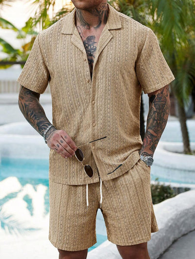 Hartmut – Herren Zweiteiler Set Mit Knopfhemd Und Shorts
