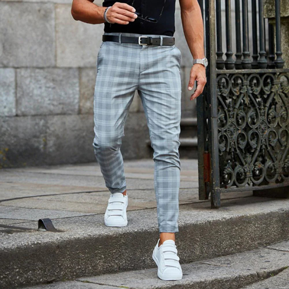 Norman - Modische karierte lange Bleistifthose für Herren