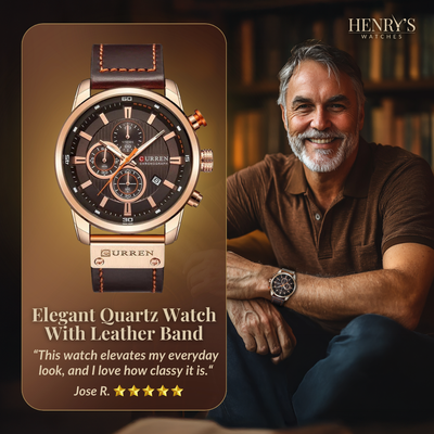 van Baerle® - Elegante Quarzuhr mit Lederarmband