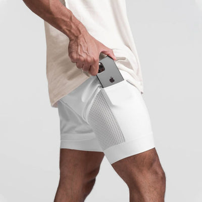 2-in-1 Herren Sportshorts atmungsaktiv mit Innenshorts Training - Noah