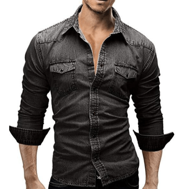 Herren Denim Hemd Casual Stil aus Weichem Stoff mit Langen Ärmeln