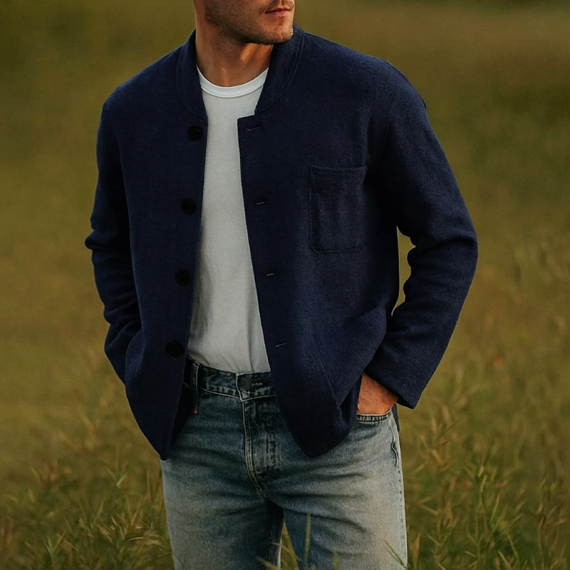 Herren Freizeitblazer mit Frontknöpfen und Aufgesetzten Taschen