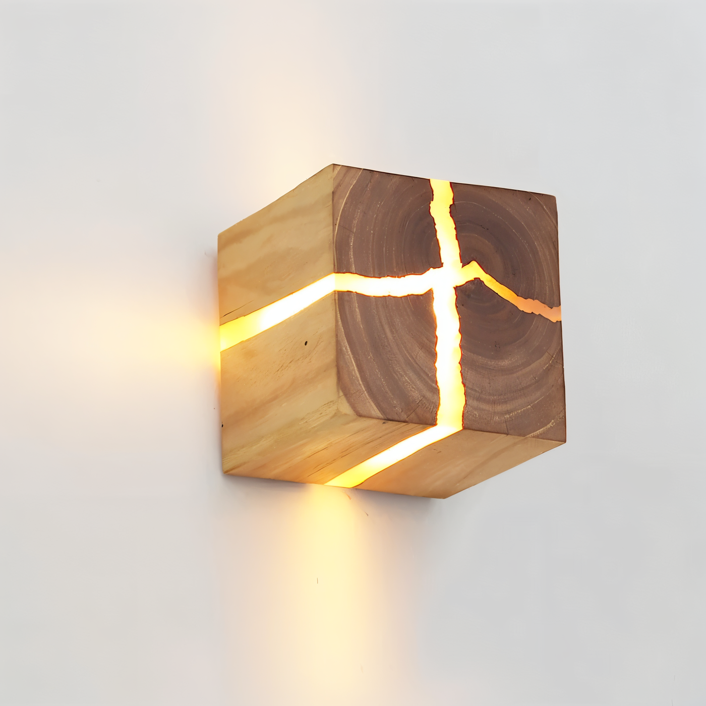 Rustikale Holz Wandleuchte – Moderne LED Wandlampe im Natur Design