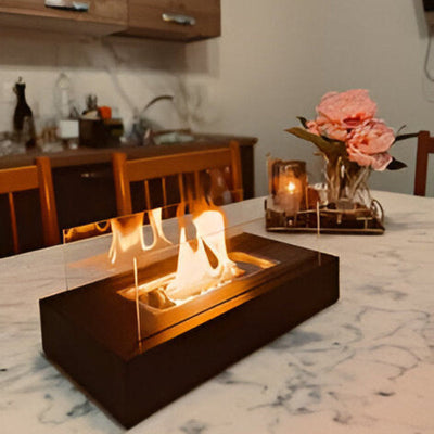 Tischkamin inspirierte Lampe