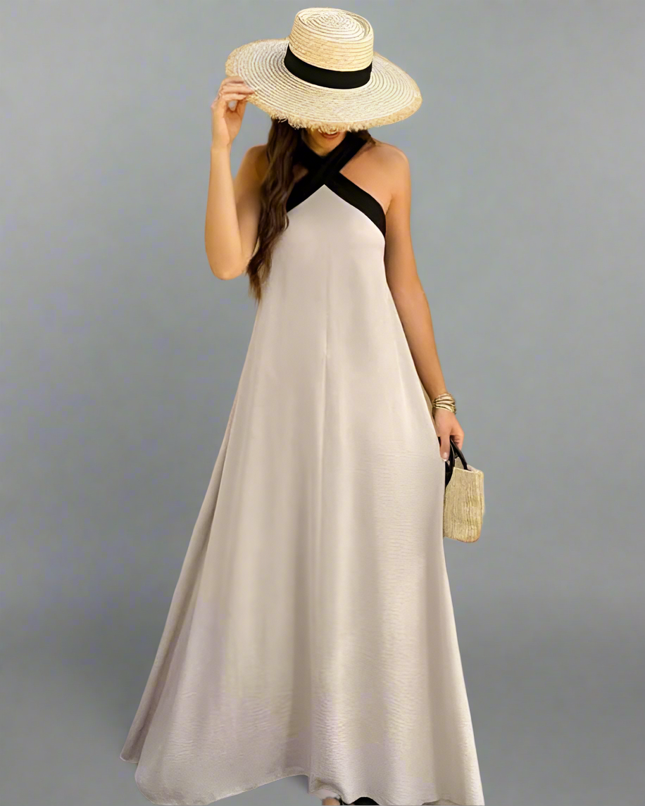 Brunhilde | Elegantes Kleid mit Rückenfreiem Schnitt und Modernem Neckholder