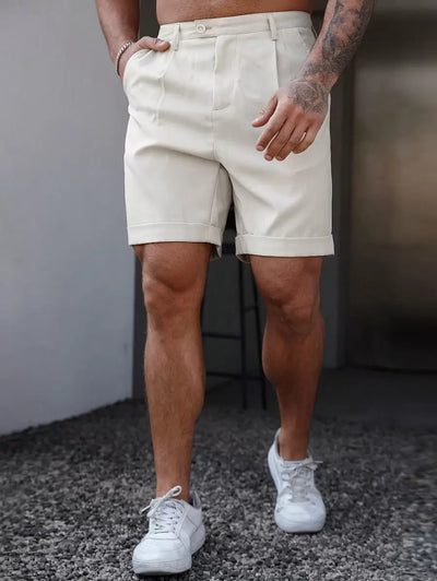 Isidor – Einfarbige Herren Shorts Mit Knopf Und Tasche