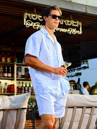 Johann – Herren Set Mit Pflanzenhemd Und Shorts Strandurlaub