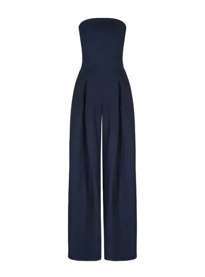 Stilvoller Jumpsuit für Damen – Schulterfrei & Weit geschnitten in Navyblau