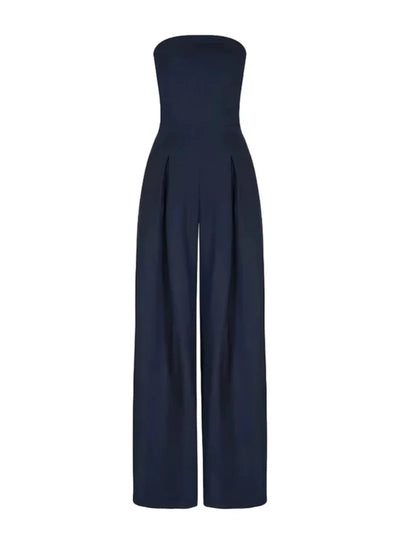 Stilvoller Jumpsuit für Damen – Schulterfrei & Weit geschnitten in Navyblau