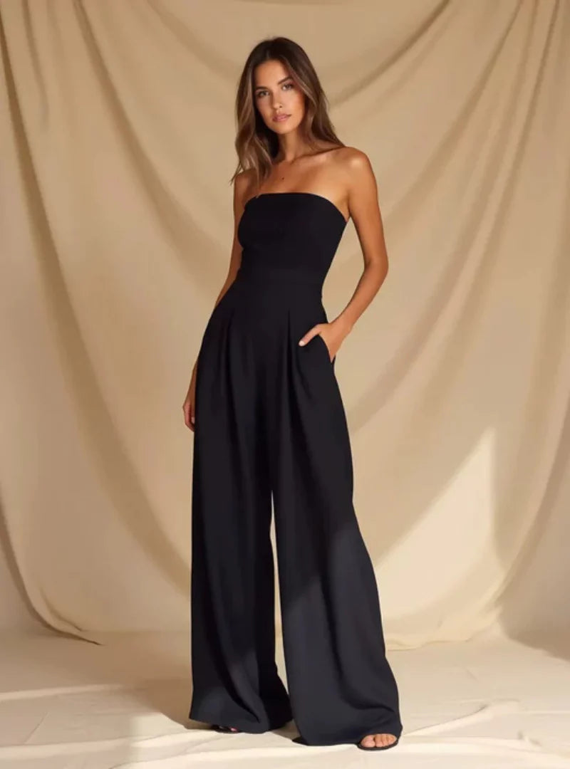 Eleganter trägerloser Damen Jumpsuit in Dunkelblau – Perfekt für Abendveranstaltungen & Partys