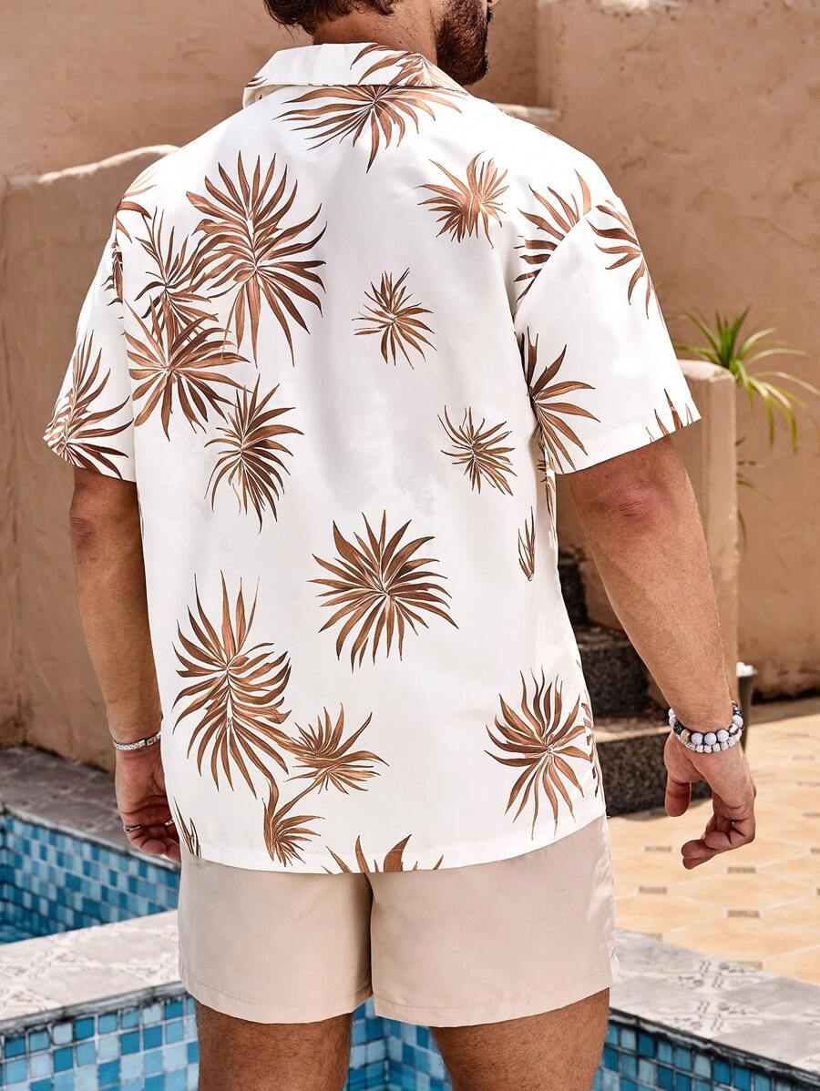 Justus – Herren Strandset Blumenhemd Und Einfarbige Shorts