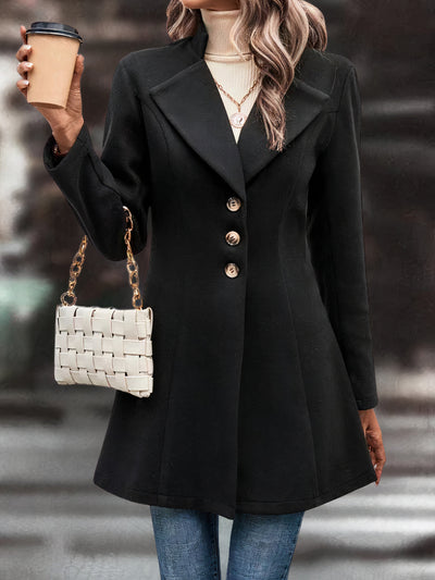 Damen Mantel in einfarbiger Farbe mit Knopfverschluss
