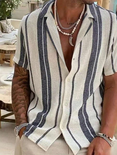 Konrad – Herren Gestreiftes Kurzarmhemd Für Frühling Und Urlaub