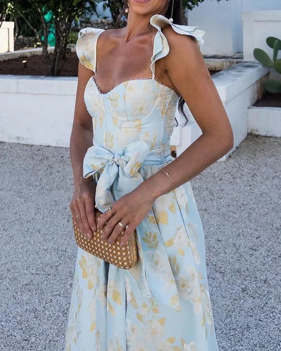 Damenkleid aus Polyester mit Schmetterlingsärmeln und elegantem Schnitt für den Sommer