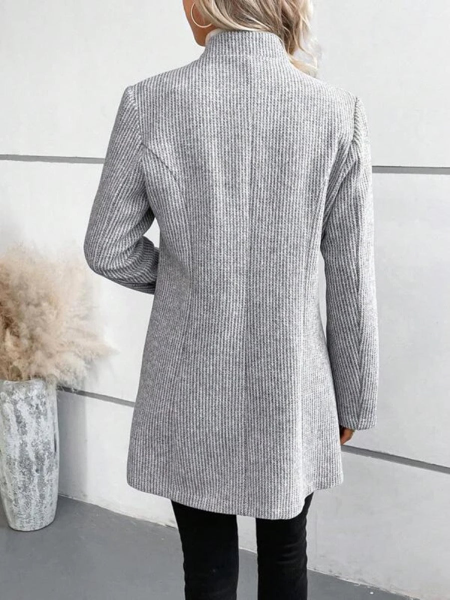Graue Langarm-Taschen-Strickjacke für Damen
