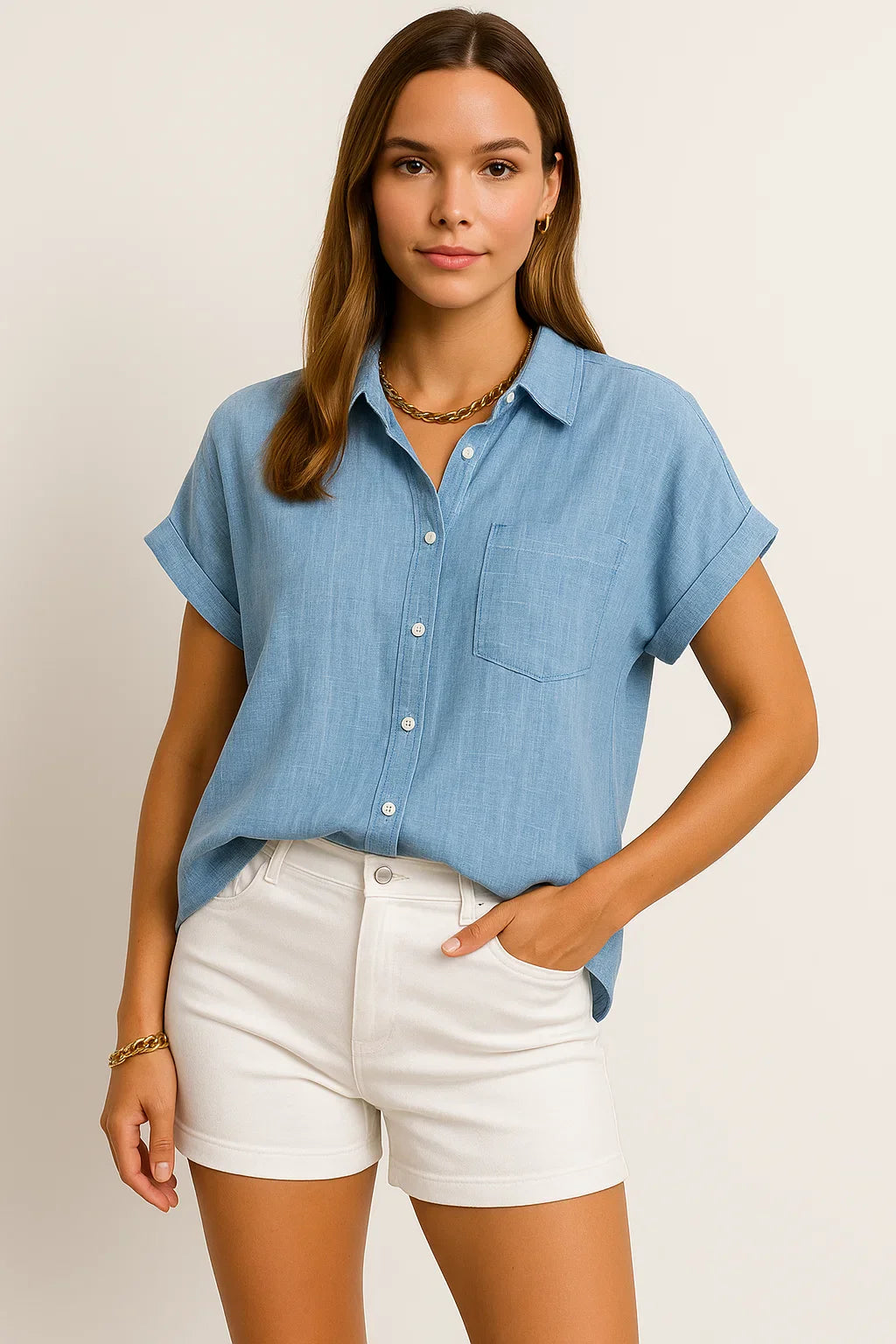 Leichte Kurzarmbluse Damen