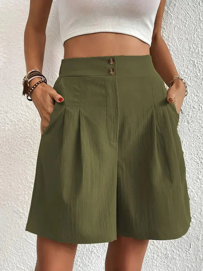 Damen Leinen-Shorts mit hoher Taille