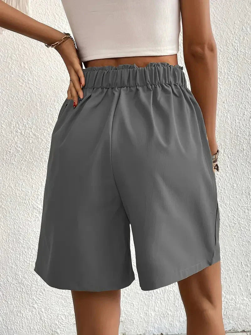 Damen Leinen-Shorts mit hoher Taille