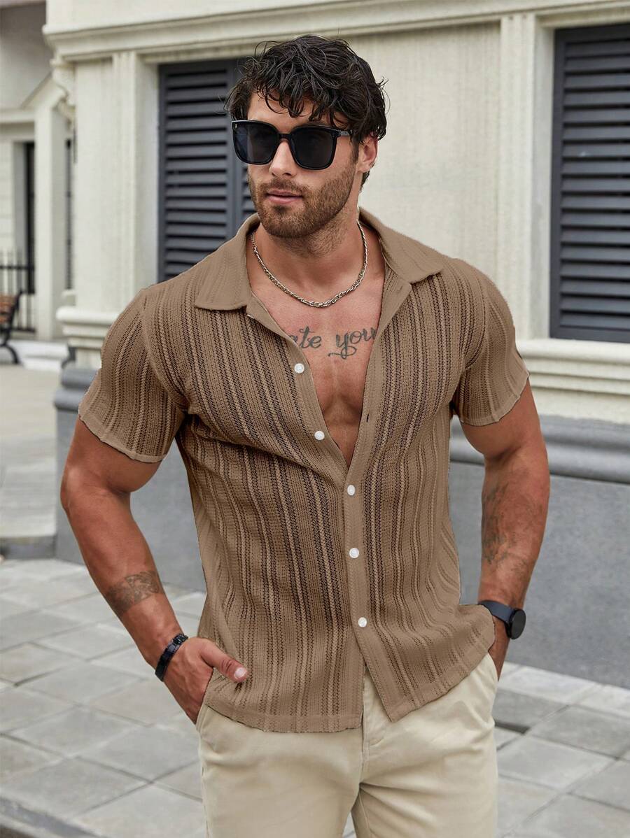 Linus – Herren Kurzarmhemd Einfarbig Frühling Sommer Lässig