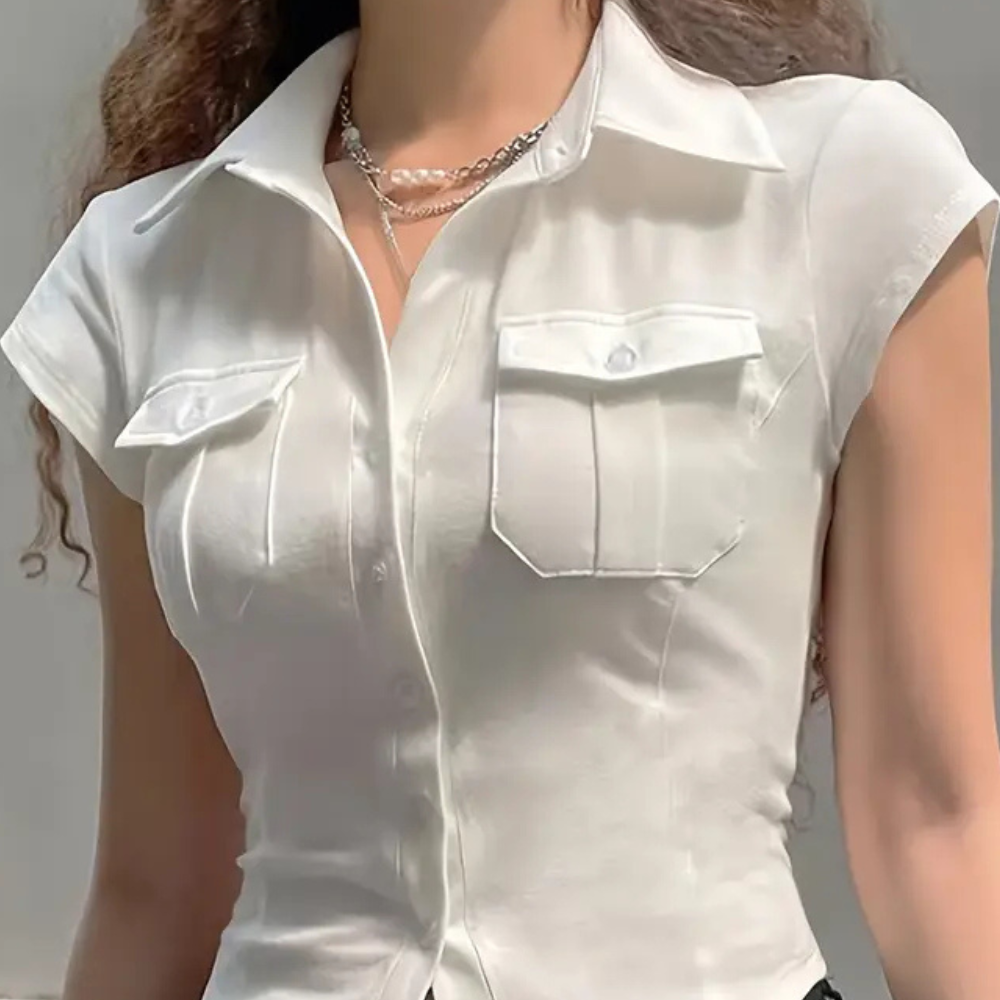 Loredana- Vielseitige Weiße Damenbluse