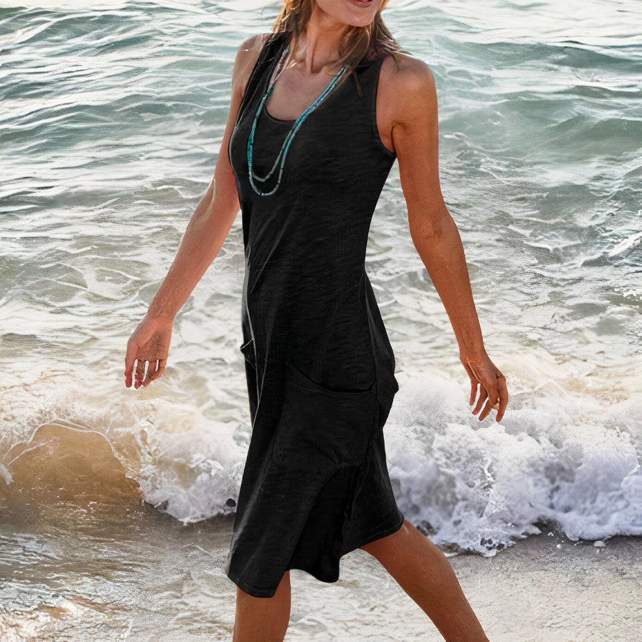 Ärmelloses Sommerkleid mit Fronttasche