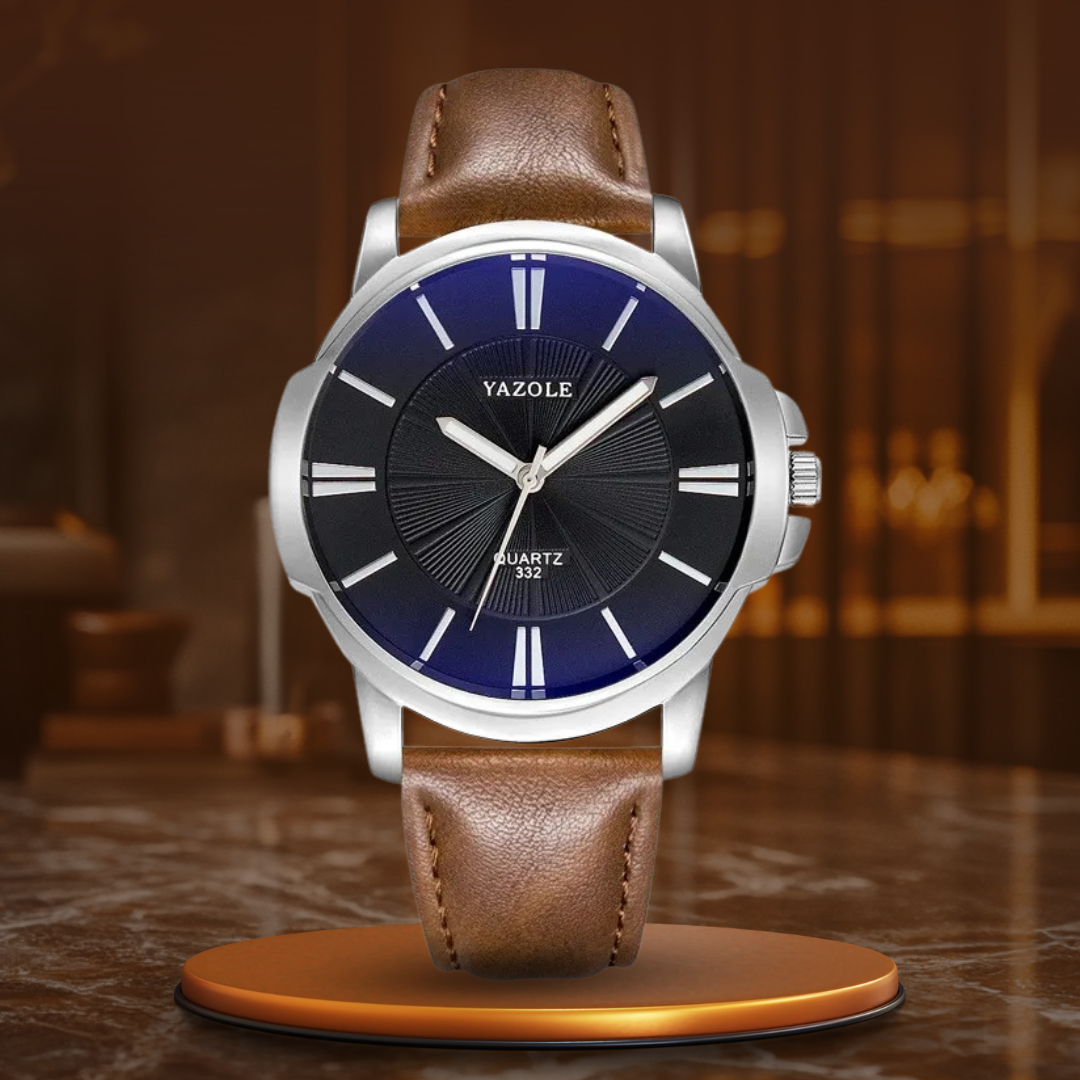 van Baerle® - Luxuriöse Blaues Glas Lederuhr