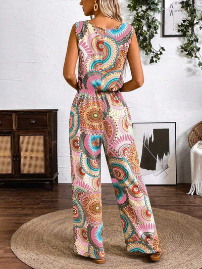 Marlene – Damen Jumpsuit Ärmellos Bedruckt Für Sommerurlaub