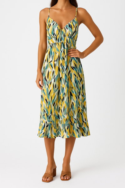 Marlie – Sommerliches Midikleid mit V-Ausschnitt und ärmellosem Design