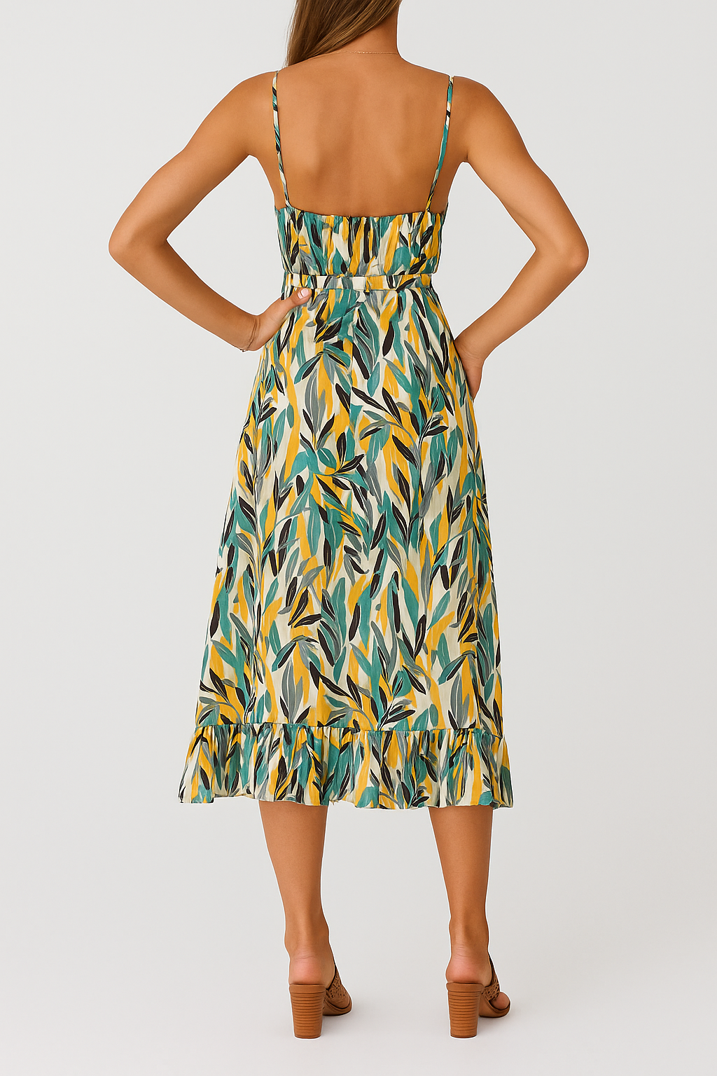 Marlie – Sommerliches Midi-Kleid mit V-Ausschnitt und ärmlosem Design