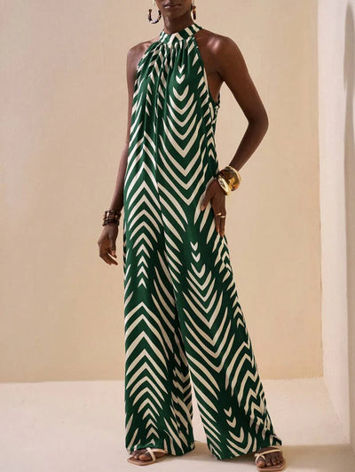 Melina – Neckholder Jumpsuit Damen Gestreift Weit Für Sommer