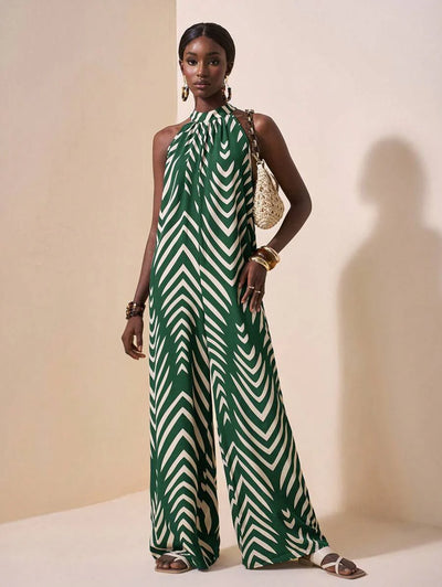 Melina – Neckholder Jumpsuit Damen Gestreift Weit Für Sommer