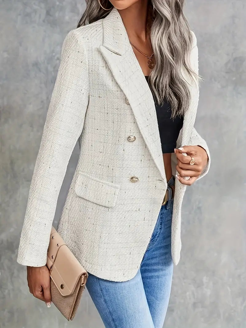Beiger Doppelreihiger Blazer für Damen