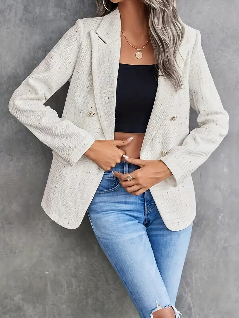 Beiger Doppelreihiger Blazer für Damen