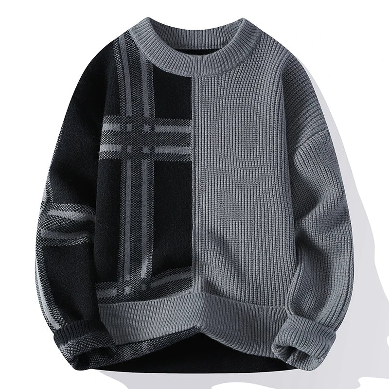 Minimalistischer Patchwork Pullover für Herren
